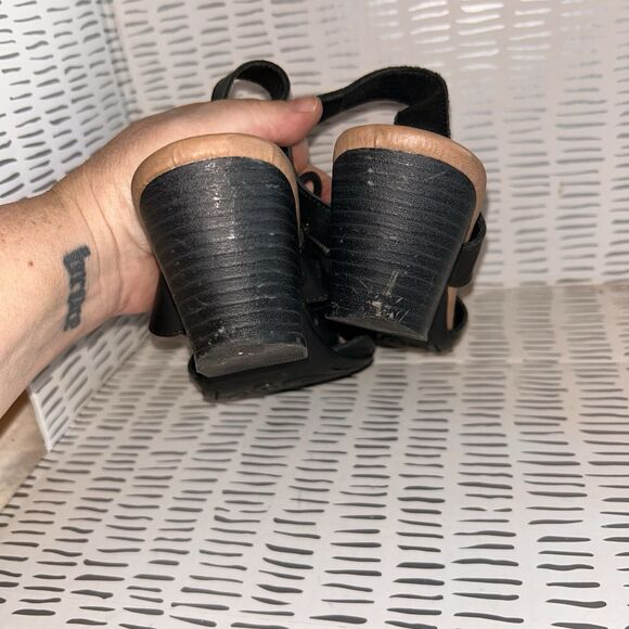 Born Concept B.O.C. Ángulo Sandals Black Leather Cuban Heel Sling Back Women’s 9 - Picture 9 of 9